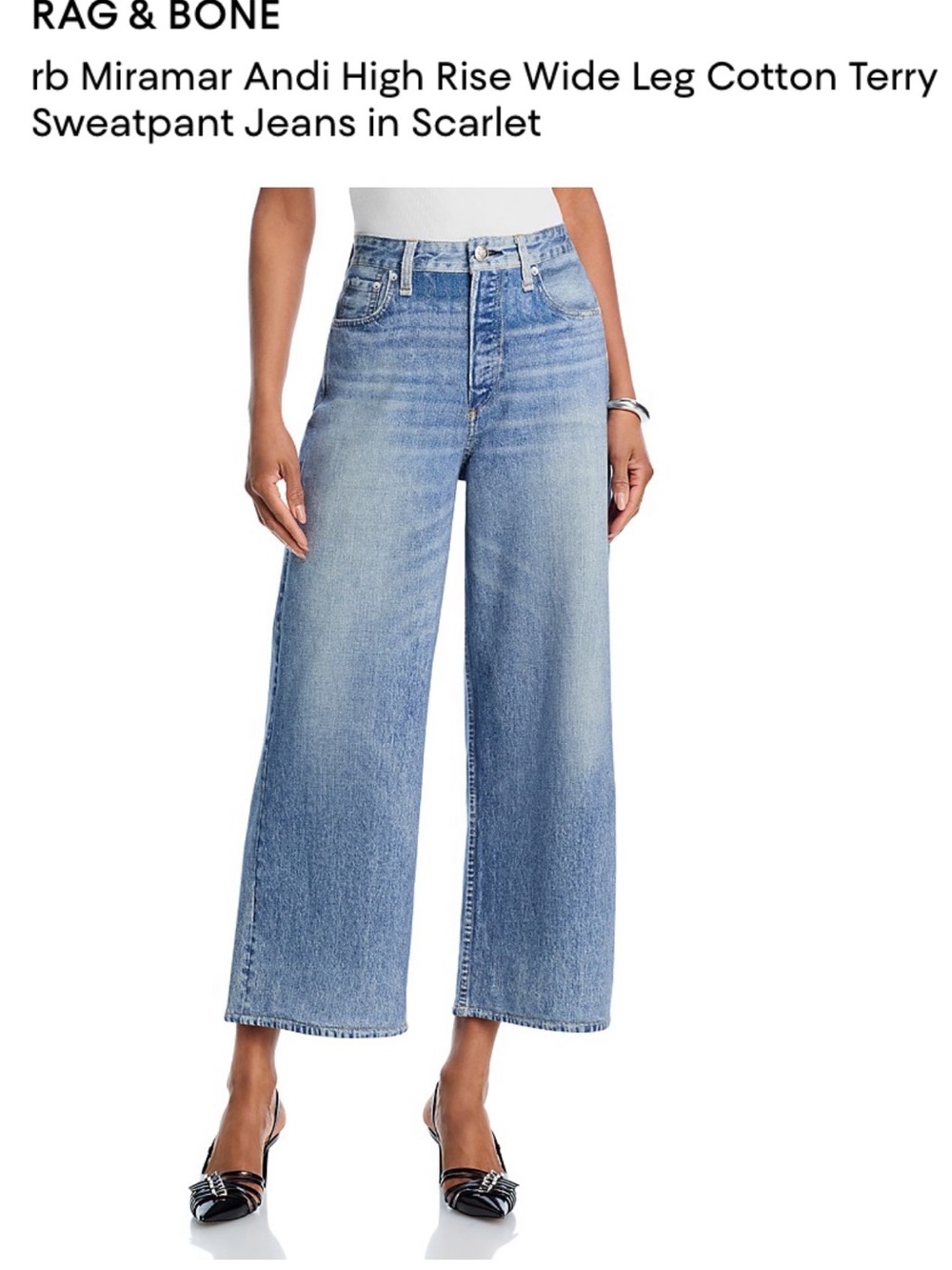 rag & bone High-Rise Wide Leg Cropped Jeans in Light Blue